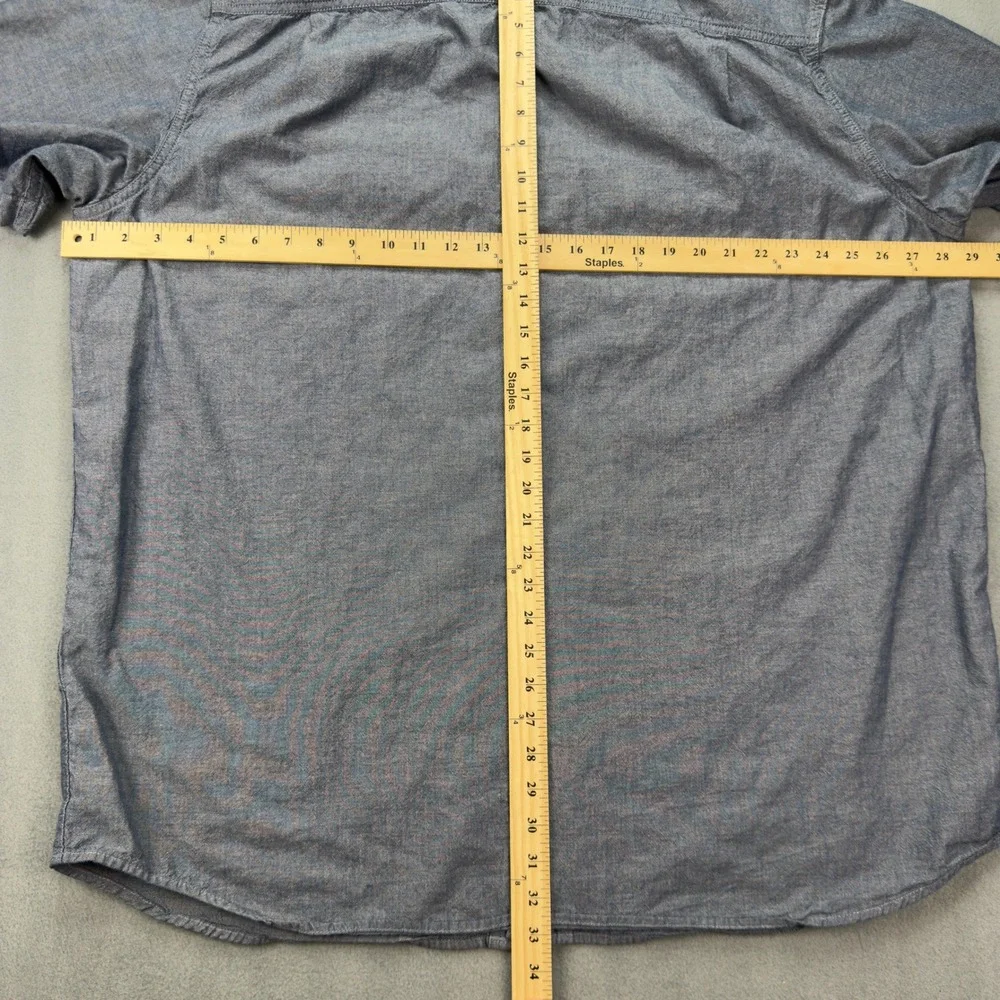 Carhartt Mens 2XL Tall Blue Loose Fit Short Sleeve Chambray Shirt TW4369-M